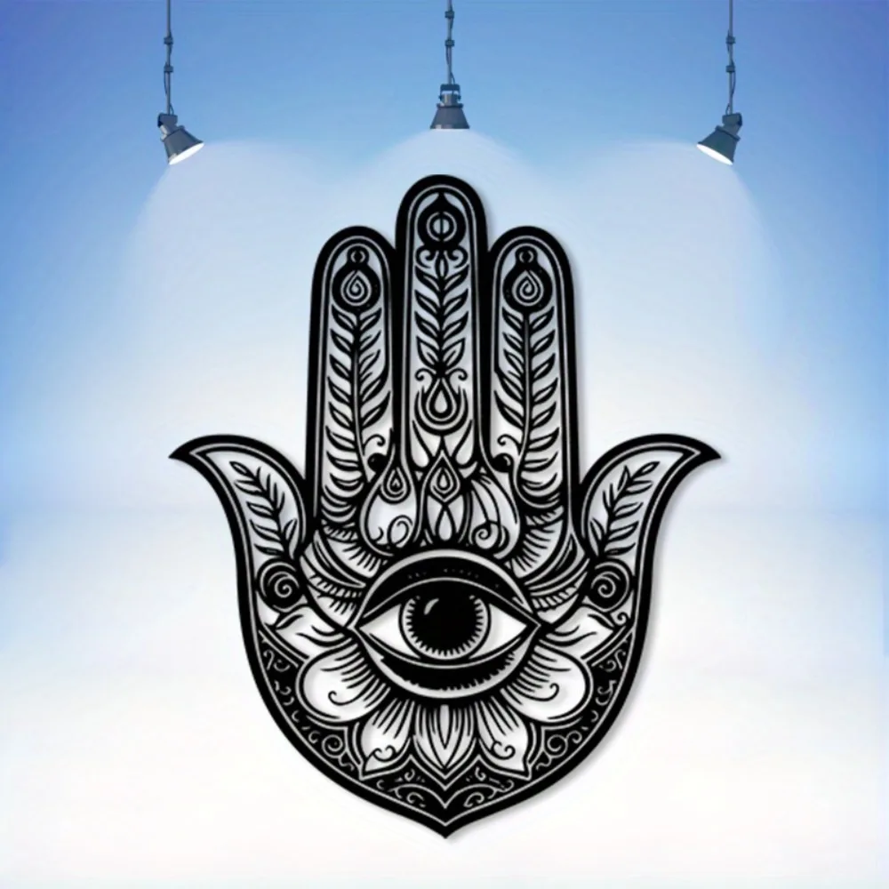 CIFBUY Iron Wall Art Vintage Hamsa Hand Evil Eye Metal Sculpture Hanging Plaque Rustproof Decor For Home Bedroom Living Room