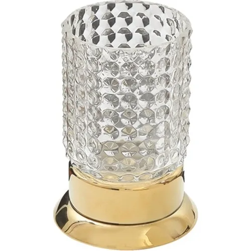 Gold Set Top Brass-Optical Glass Tooth Brush Holder 8250