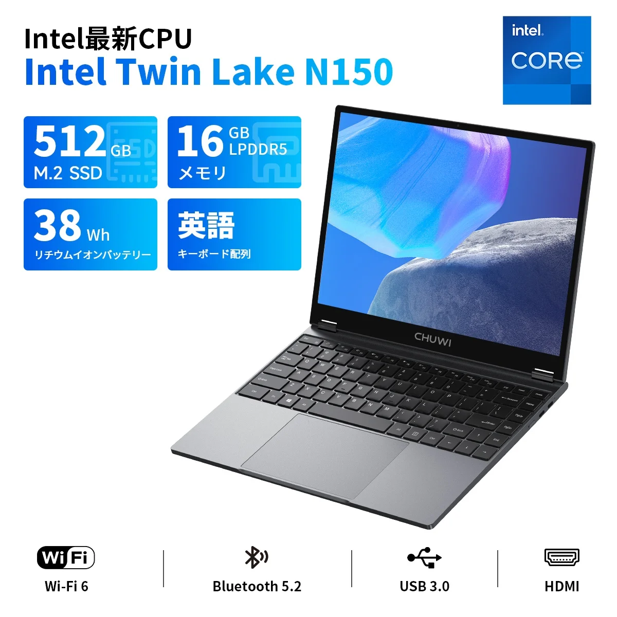 Ноутбук CHUWI FreeBook 2 в 1, 13,5 дюйма, Intel N150 (до 3,6 ГГц), 16 ГБ LPDDR5, ОЗУ, 512 ГБ SSD, FHD, 2520x1680, WiFi 6 BT5,2, Windows 11