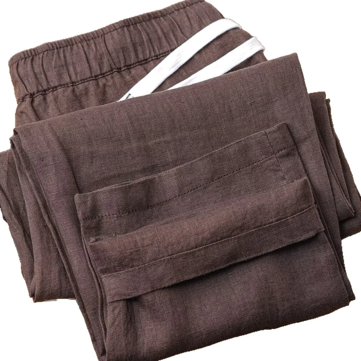 Calças Casuais Masculinas de Verão, Largas e Retas, em Mistura de Linho e Aodão, Tecido de Seda Gelada, Confortáveis e Resp...
