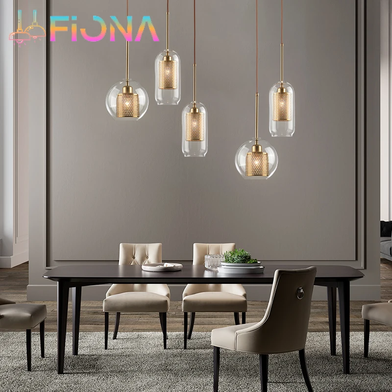 Lámpara colgante de cristal para Loft, luz LED moderna con bola creativa, accesorio de iluminación para cocina, comedor, sala de estar