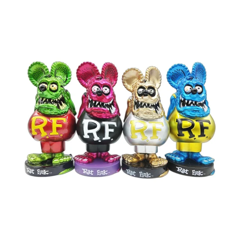 New Rat Fink Action Figures Electroplating Classic Retro Motorcycle Collection Model Toy Pvc Anime Figures Desk Decora Gifts