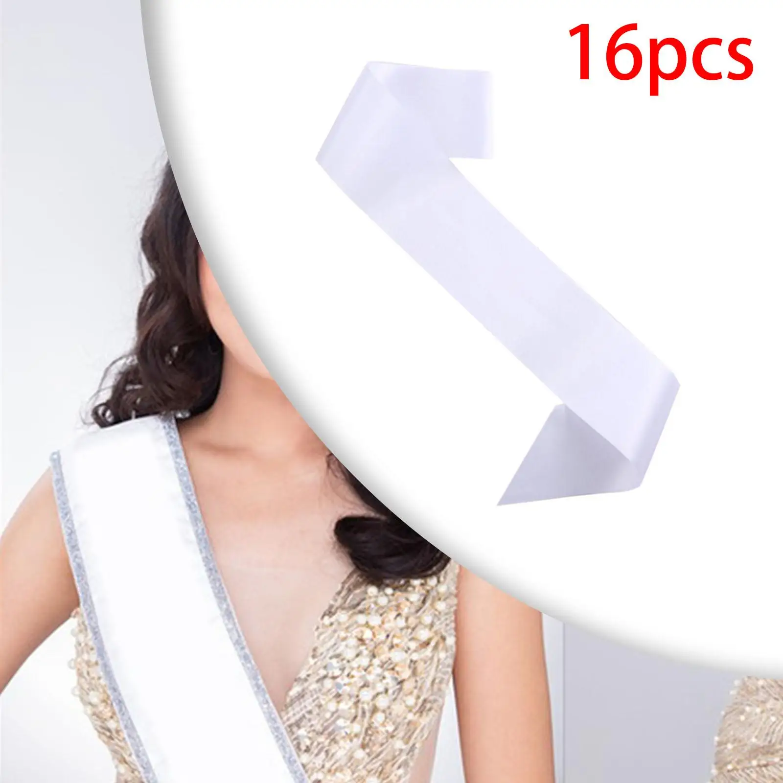 16Pcs White Sash Etiquette Shoulder Strap Make Your Own Sash Blank Satin Sash for Wedding Halloween Festival Holiday Pageants