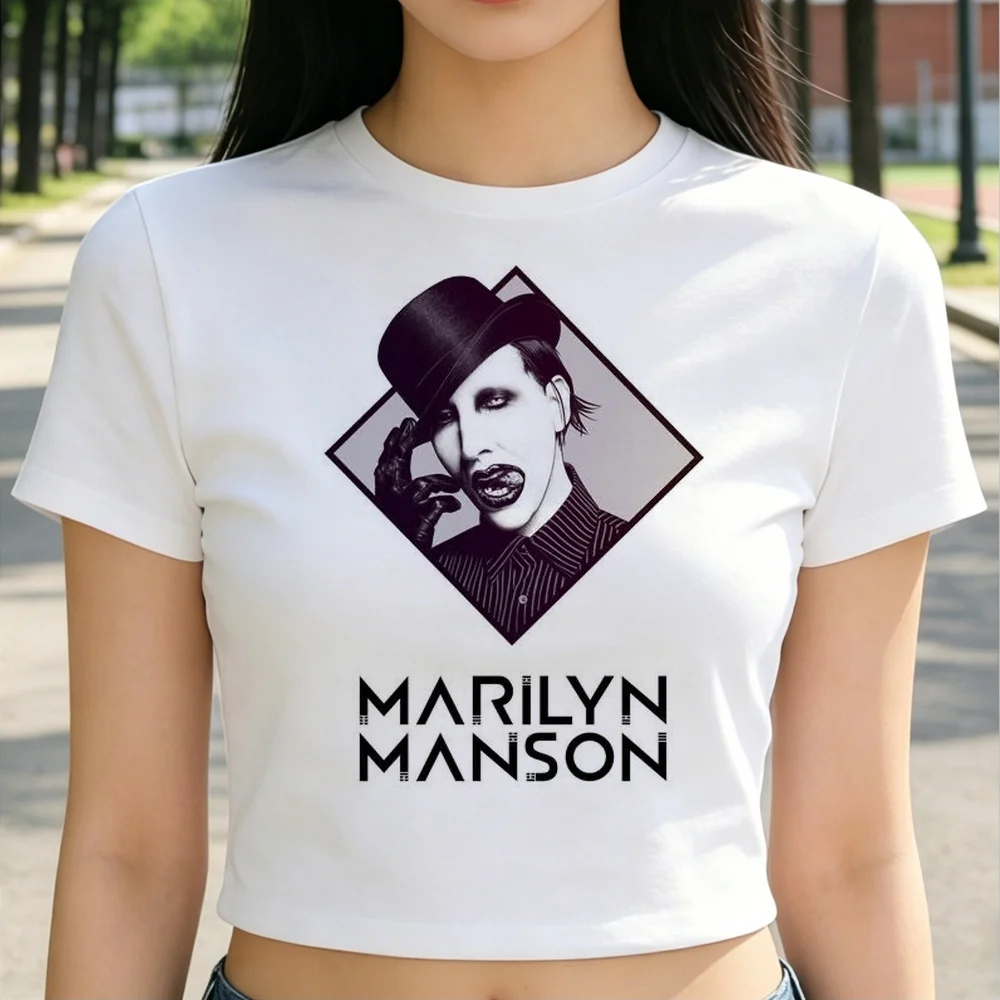 Marilyn Manson crop top ladies y2k cute korean fashion top tees goth summer streetwear funny korean fashion