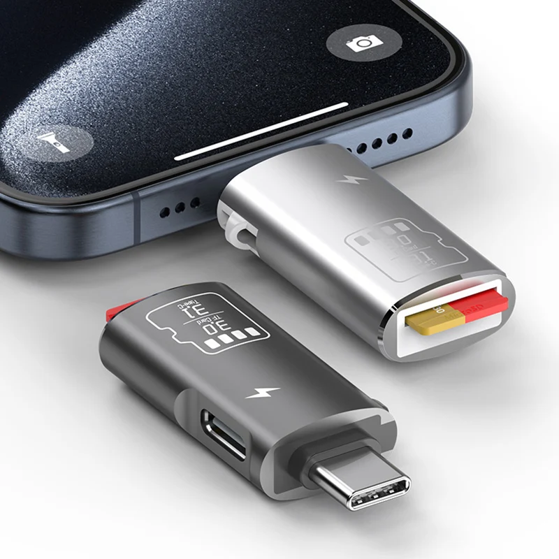 Type C 3.1 High Speed Micro SD TF Memory Card Reader for iPhone 15 Huawei Mobile Phone PD Charging Dongle Charger Cable Adapter