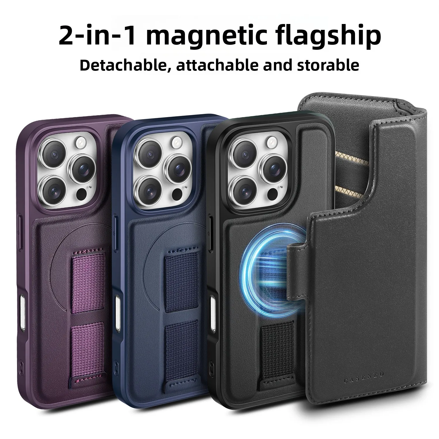 2 in 1 Magnetic Detachable Flip Wallet Case For iPhone 16 15 Pro Max Plus MagSafe Card Slot Kickstand Cover