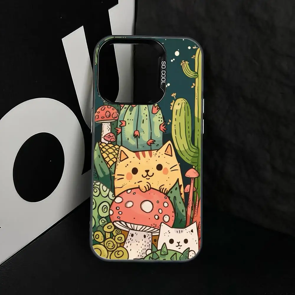 

Cats and Mushrooms case for iPhone17 16 15 14 13 12 11 Pro/ Max/Plus shock-proof rear cover anti-fingerprint