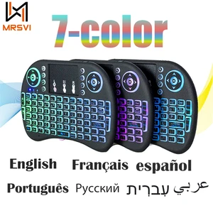 Mouse Udara 2.4 G dengan Keyboard Touchpad i8 Keyboard Nirkabel Mini dengan Lampu Latar Arab Prancis Spanyol Rusia untuk Kotak TV Android PC 12 keyboard industri penjualan terbaik - №