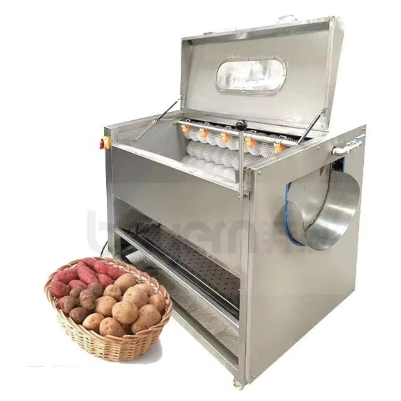 Máquina de lavado y pelado de patatas, y máquina de lavado y pelado con cepillos para mandioca, batata, zanahoria y remolacha