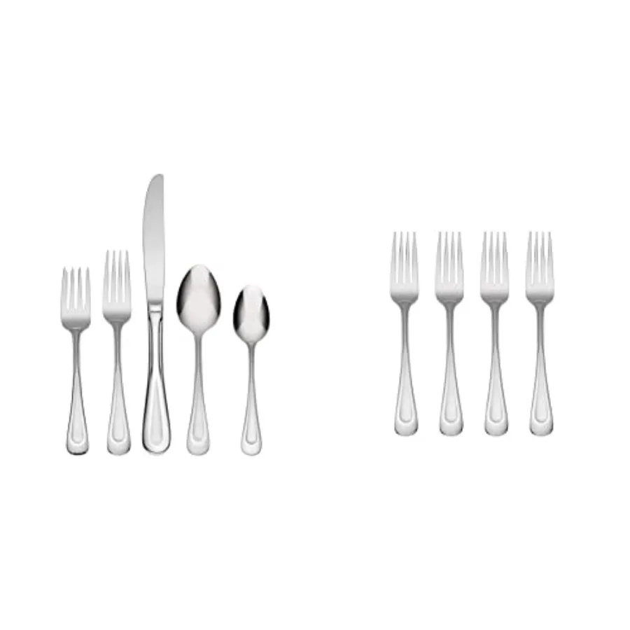 

Satin Sand Dune Flatware 45 Piece Multi and Satin Sand Dune Everyday Dinner Forks Set of 4 18/0 Stainless Steel Silverware Set