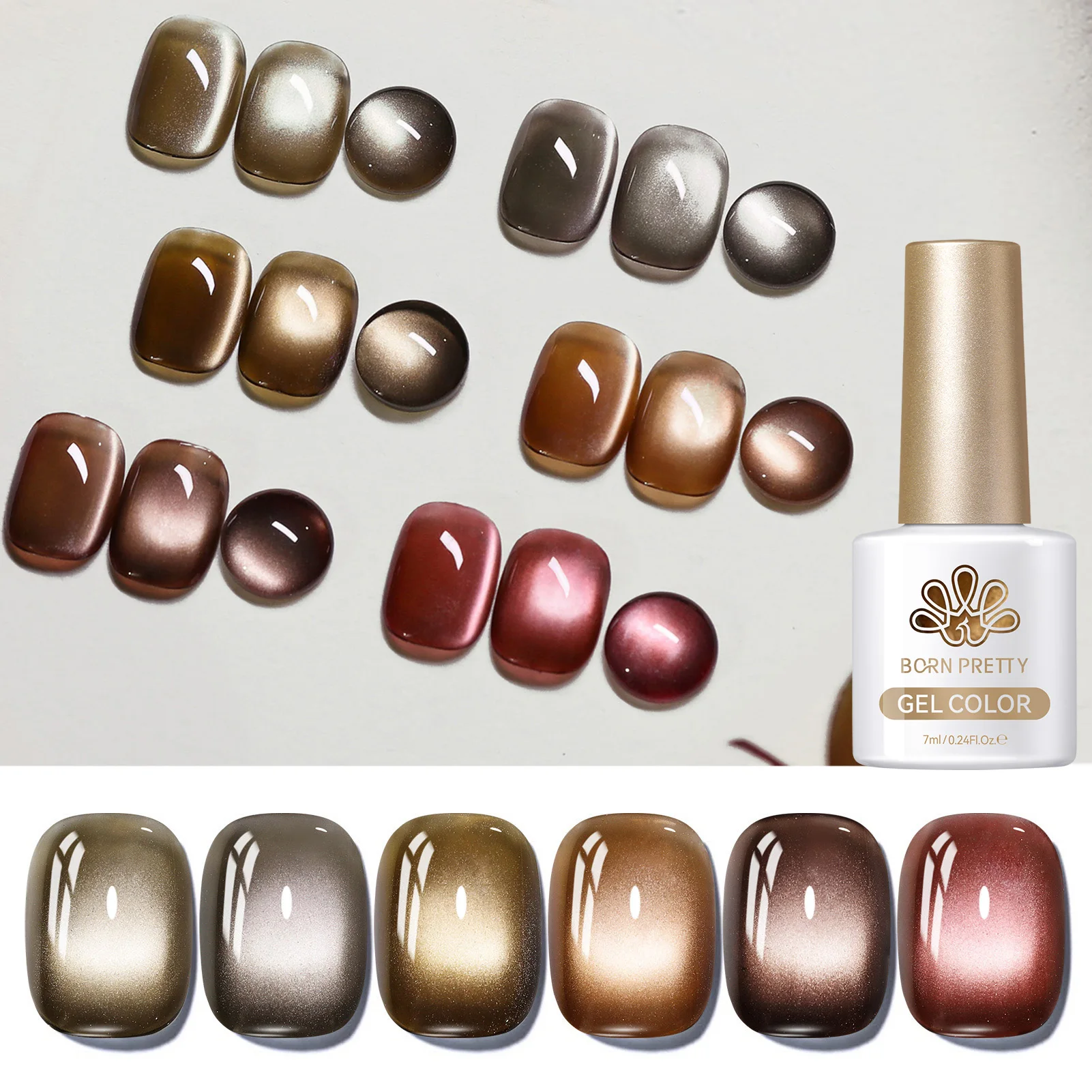 

BORN PRETTY 10ml Coffee Brown Cat Magnetic Nail Gel Polish Set with Soak Off UV LED Gel Polish Manicure Nail Art Autumn Kit