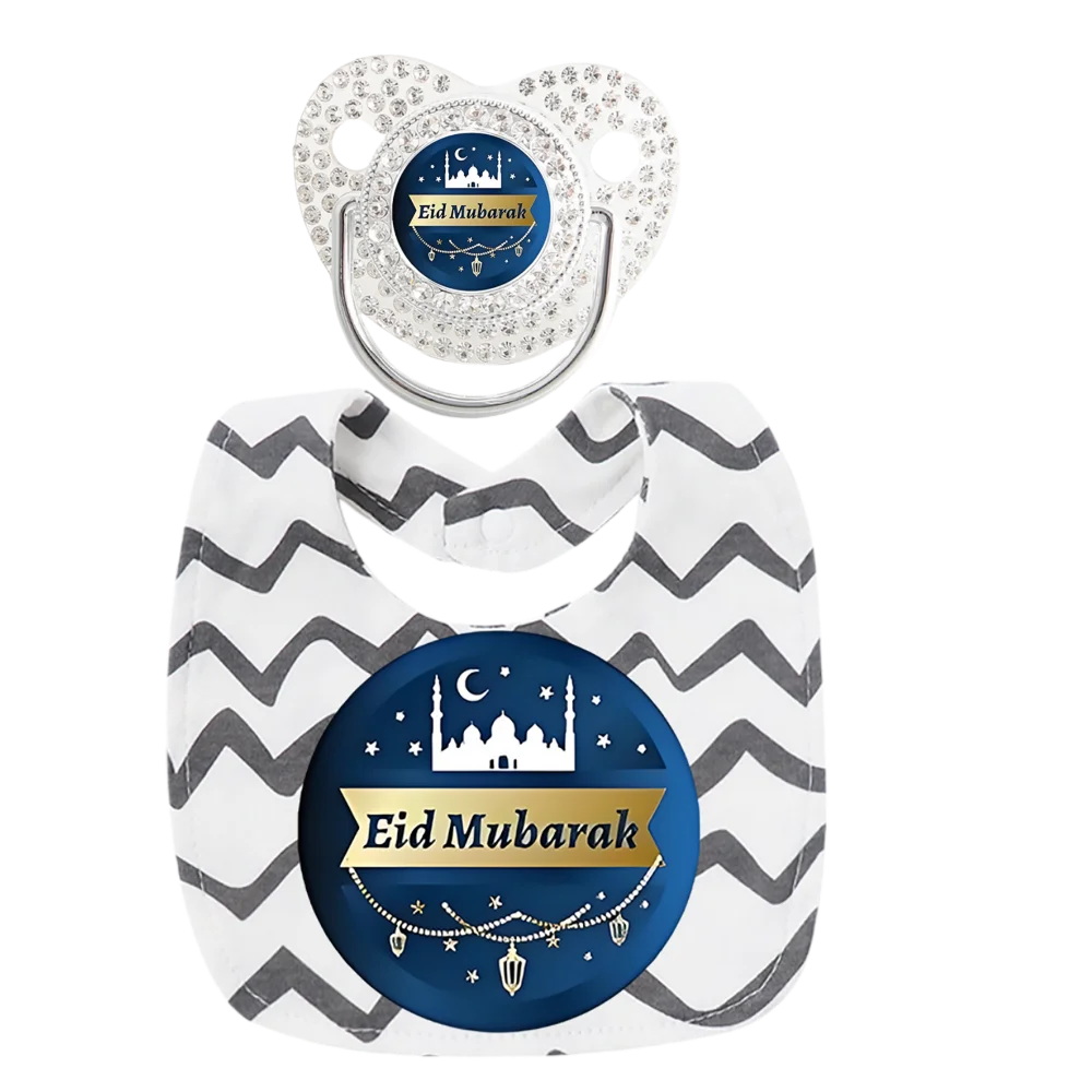 

Соска с жемчугом и драгоценными камнями и детский нагрудник с принтом, роскошная мусульманская соска для отлучения, детская соска, набор детской соски для новорожденного принца