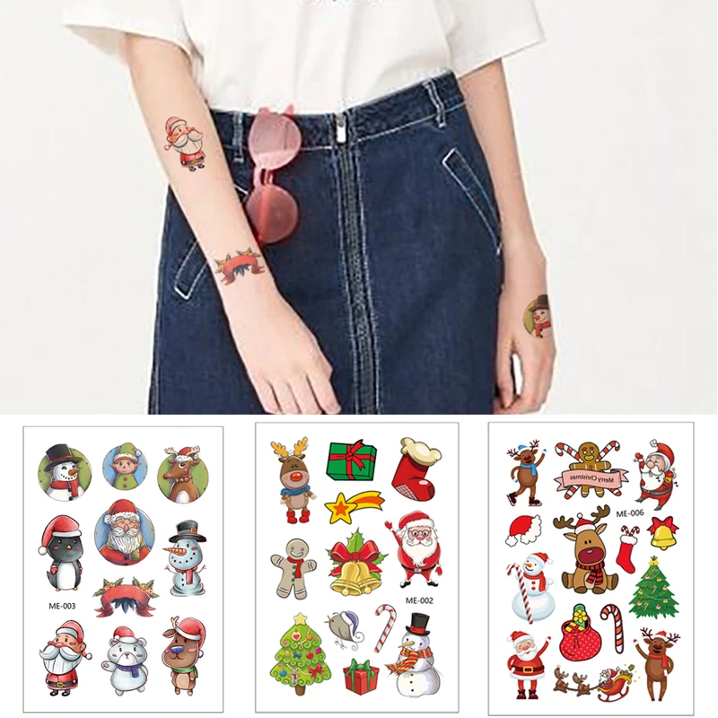 

Рождественский подарок, фестиваль, татуировка, наклейка, татуировка с животными для лица, татуировки на руку, вечерние украшения для макияжа