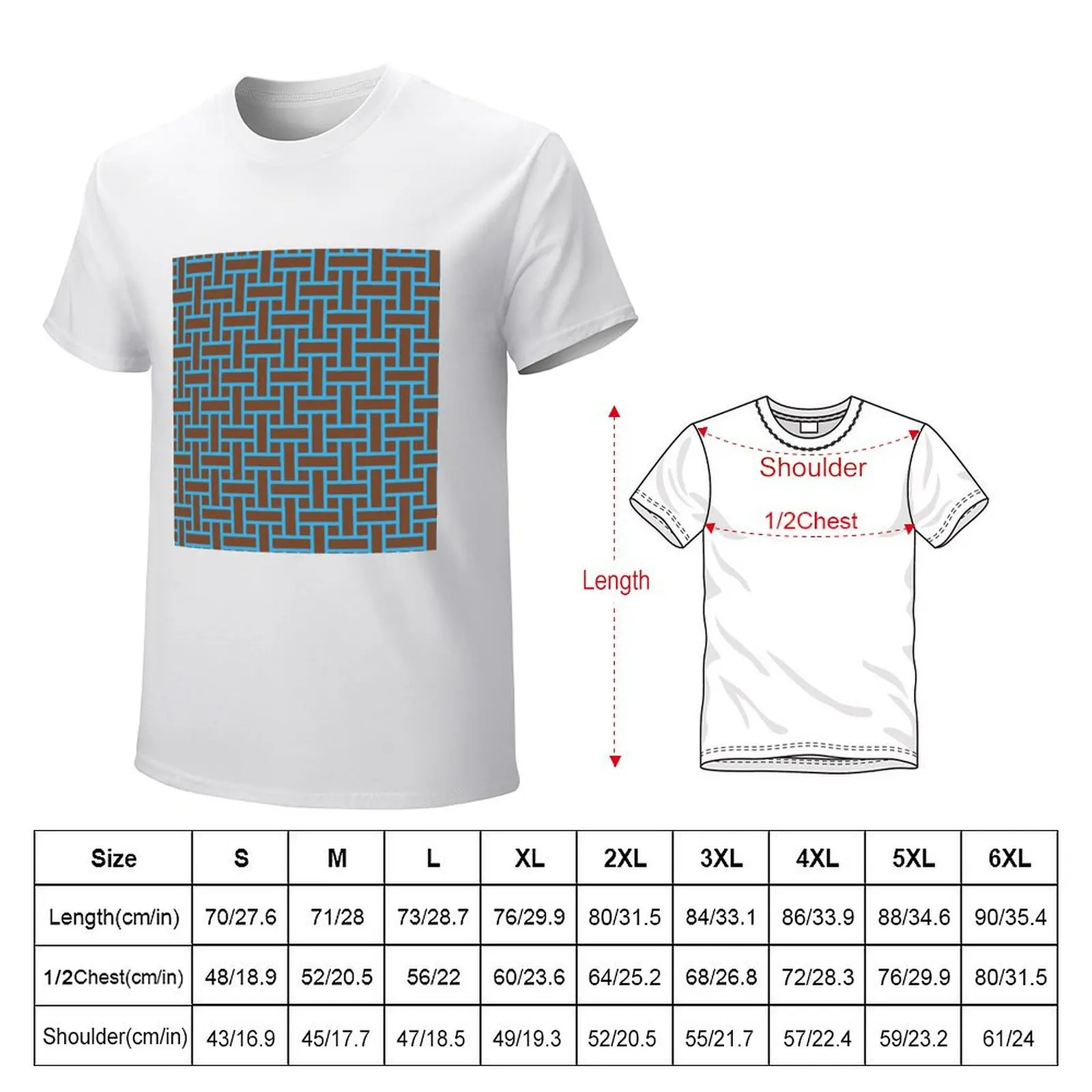 Satisfying Patterns, Rectangles with blue outlines on a chocolate-colored background T-shirt kawaii clothes men clothes