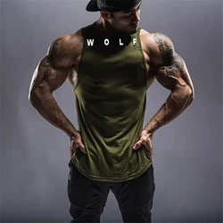 European And American Men's Fitness Tank Top Clothing Bodybuilding Muscle Sleeveless Sportswear Gym 100 Cotton Running Vest