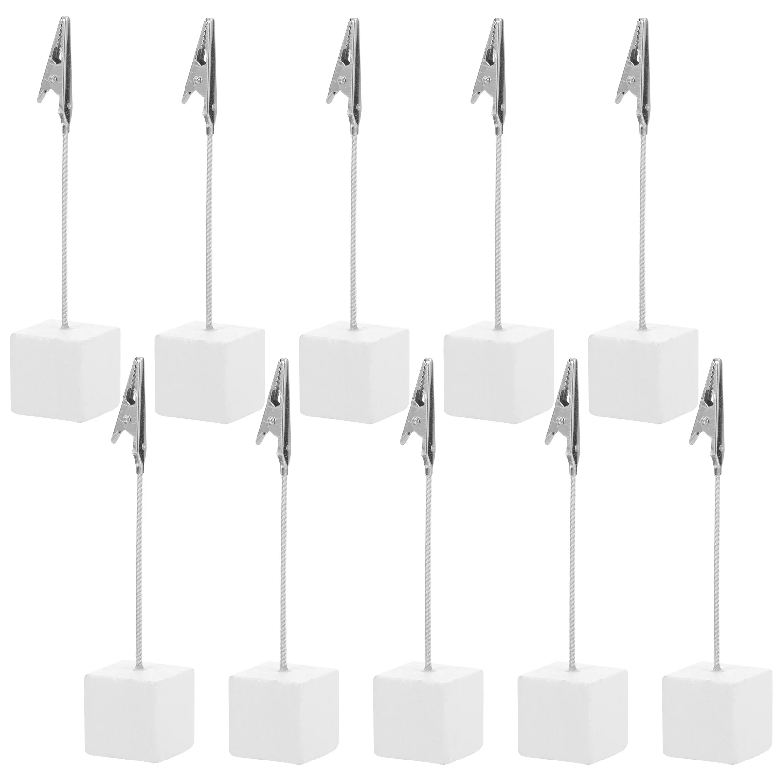 10pcs Cube Base Memo Picture Photo Holder Paper Note Clip for Home Office (silver) Memo holder Photo clip