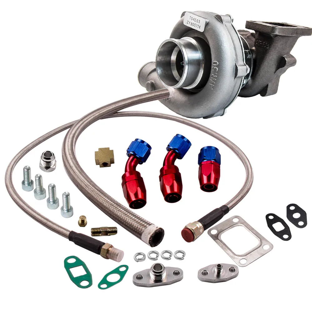 T3 T4 T04E .63 A/R Universal Turbokit For 1.5L To 2.5L Engine 400HP +Oil Line