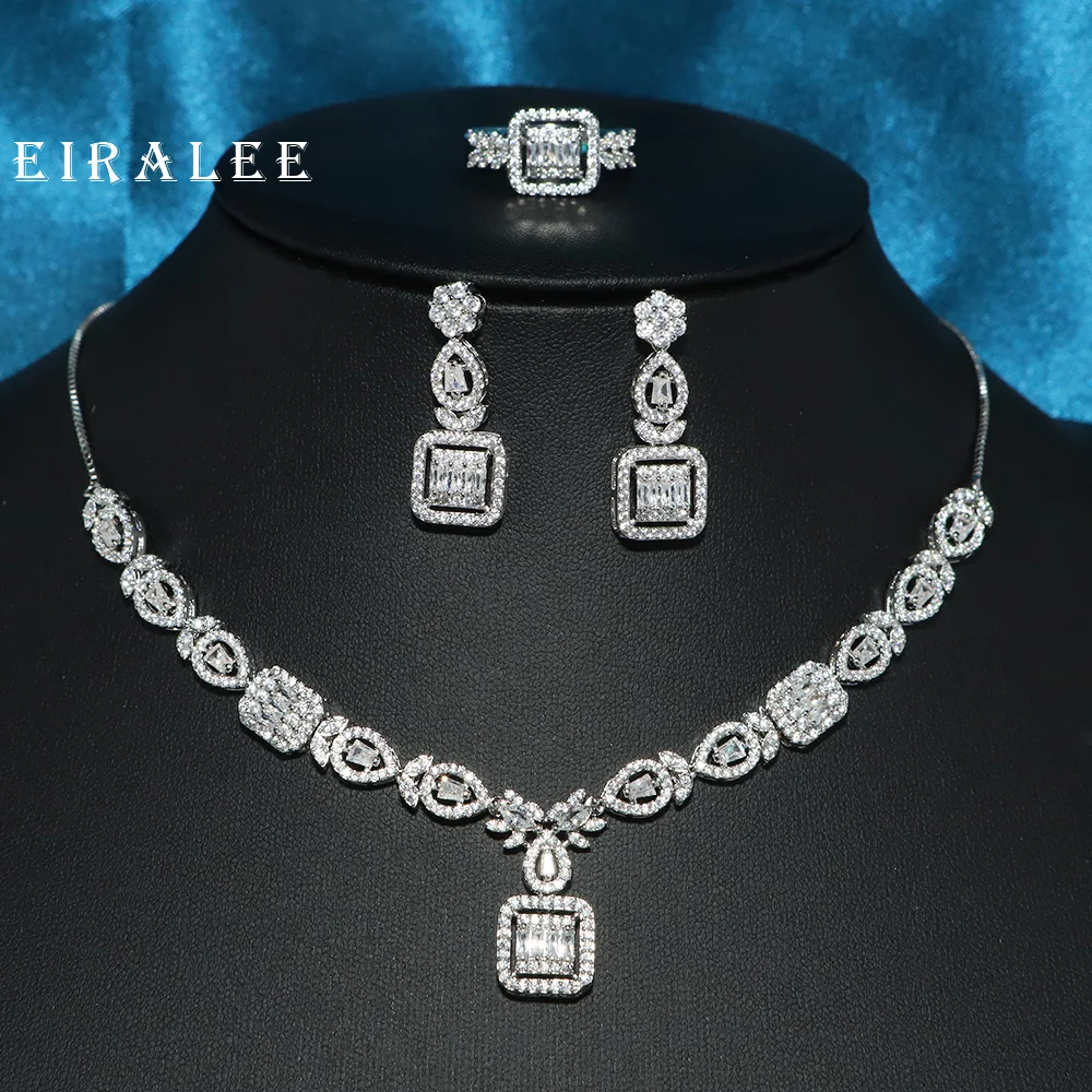 

Eiralee Elegant Bridal Jewelry Set For Wedding Engagement Cubic Zirconia Trendy Fashion Necklace Ring Women Accessorie