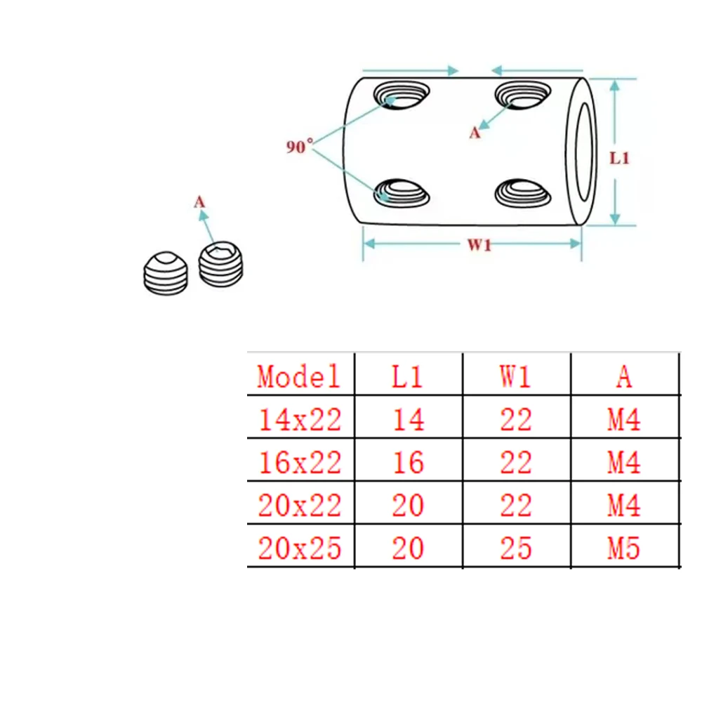 D14 L22/D20 L25 Brass Rigid Coupling Hole 3.17/4/5/6/6.35/7/8/10/12mm Motor Connector Model Ship Automobile Aircraft Accessories