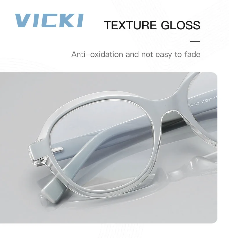 VICKI New Simple Design Geometric Round Frame Progressive Anti-Blue Light Glasses Customizable Prescription Photochromic Eyewear