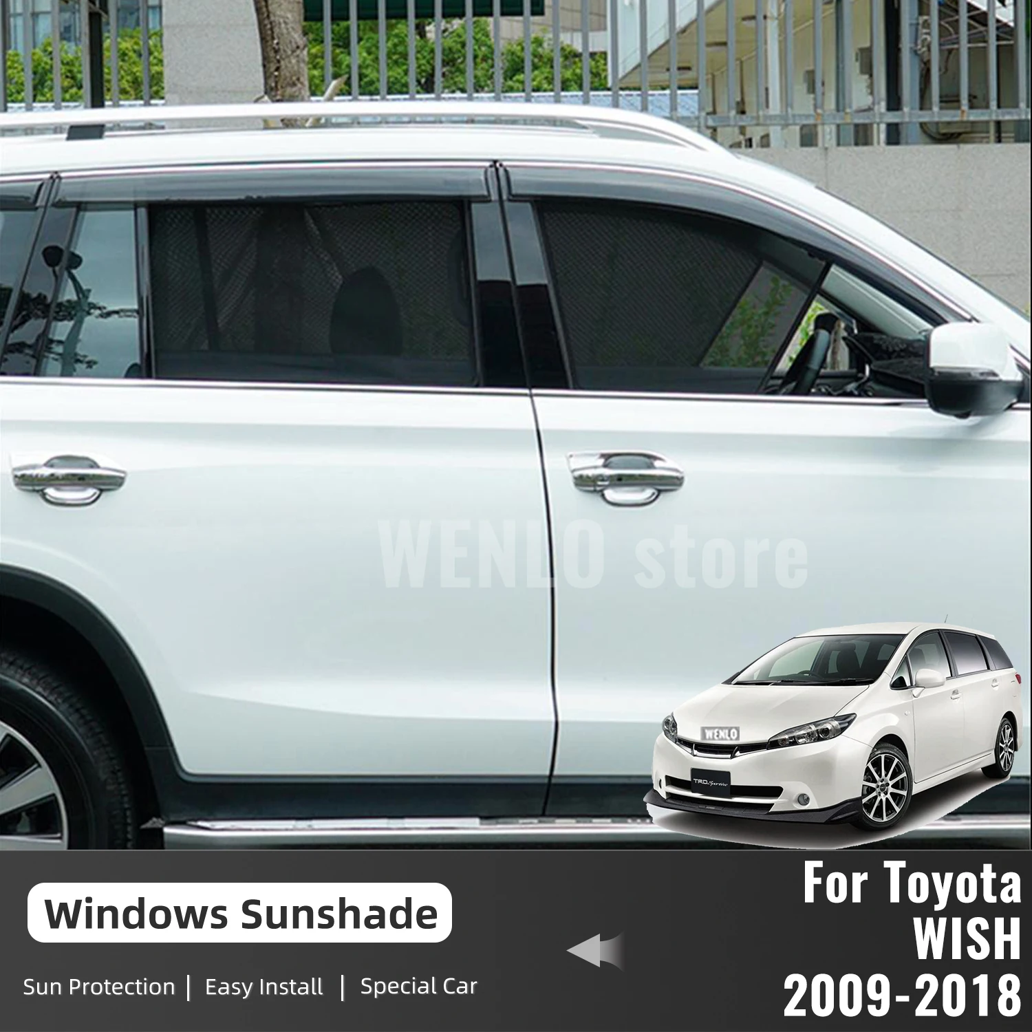 

For Toyota WISH AE20 2009-2023 MPV Car Sunshade Shield Magnetic Front Windshield Frame Curtain Rear Side Window Sun Shades Visor