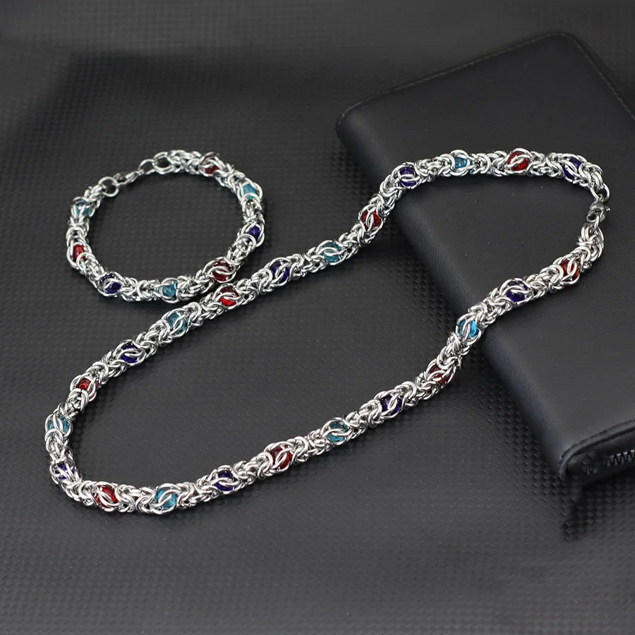 Unique Motorcycle Equipment Men Necklace Braclet 2Pc/Set Steel Chain Hip Hop Rock Jewelry Homme Cool Riding Accessories Hombre
