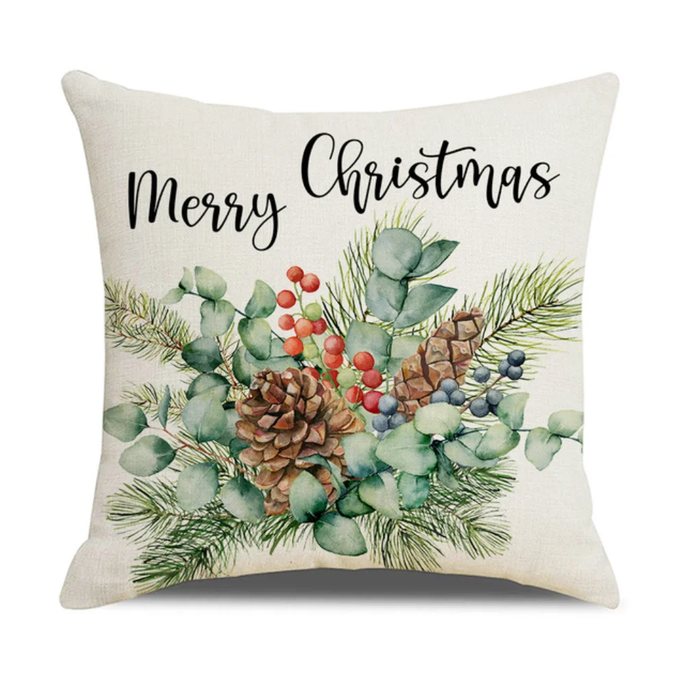 Christmas Decorative Pillowcases 45x45 cm Home Decor Couch Cushion Cover Christmas Decorations Pine Branches Wreath Pillow Cover