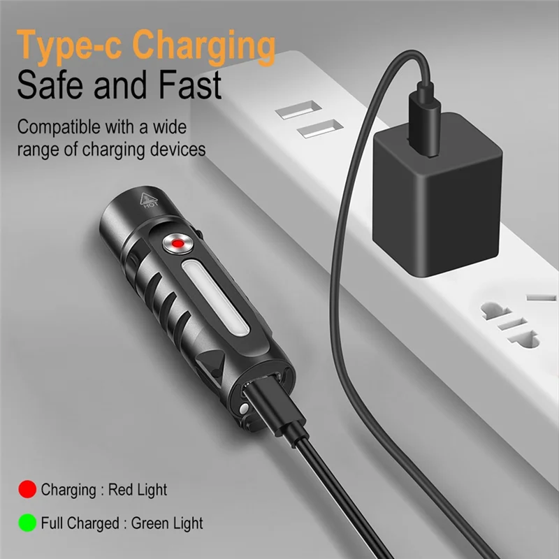 【ラストチャンス！】RJ28 EDC ミニ懐中電灯ポータブルキーホルダーライト Type-C 充電マルチソースワークライトキャンプポケットランタン