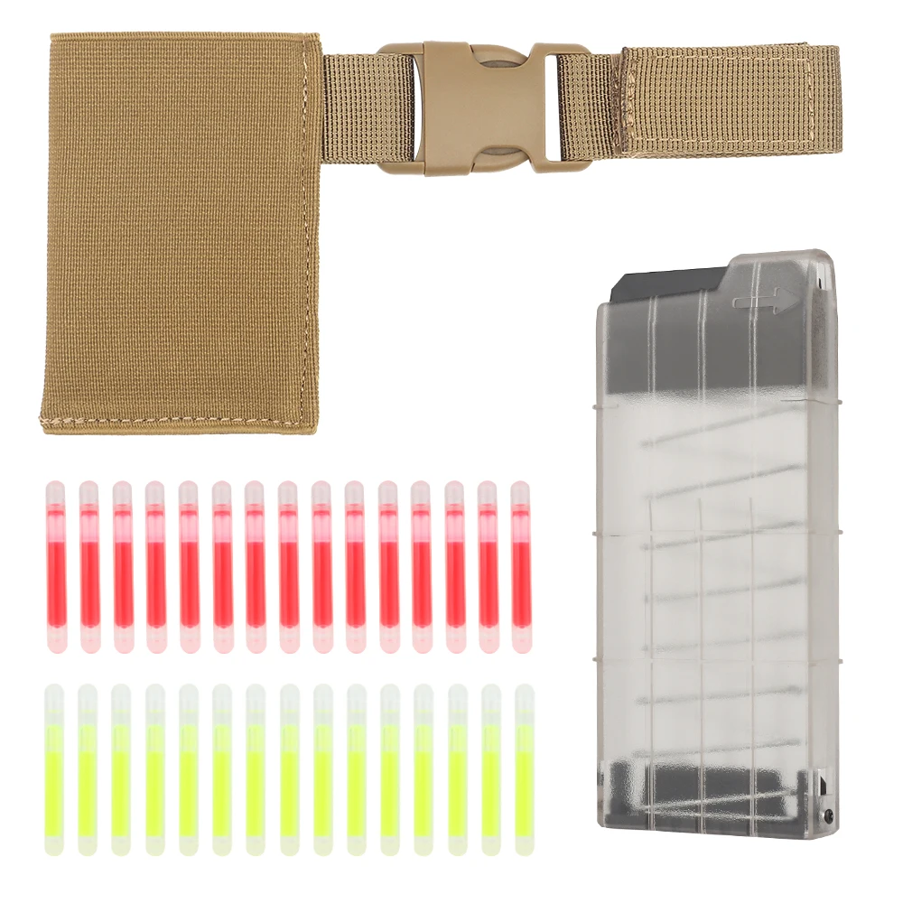 أعواد توهج تكتيكية مع موزع إضاءة بمناسبة بأكمام ثابتة مع ضوء تدريب وحقيبة حزام لعبة Airsoft CS