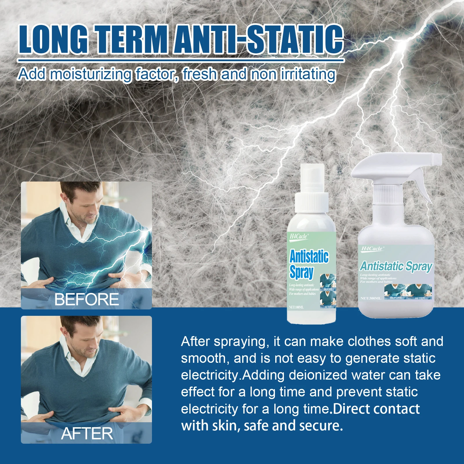 

Anti-static Spray Wool Clothes Hair Clothing Fragrance Softener Anti-wrinkle Clothing Sweater De-static Magic Weapon