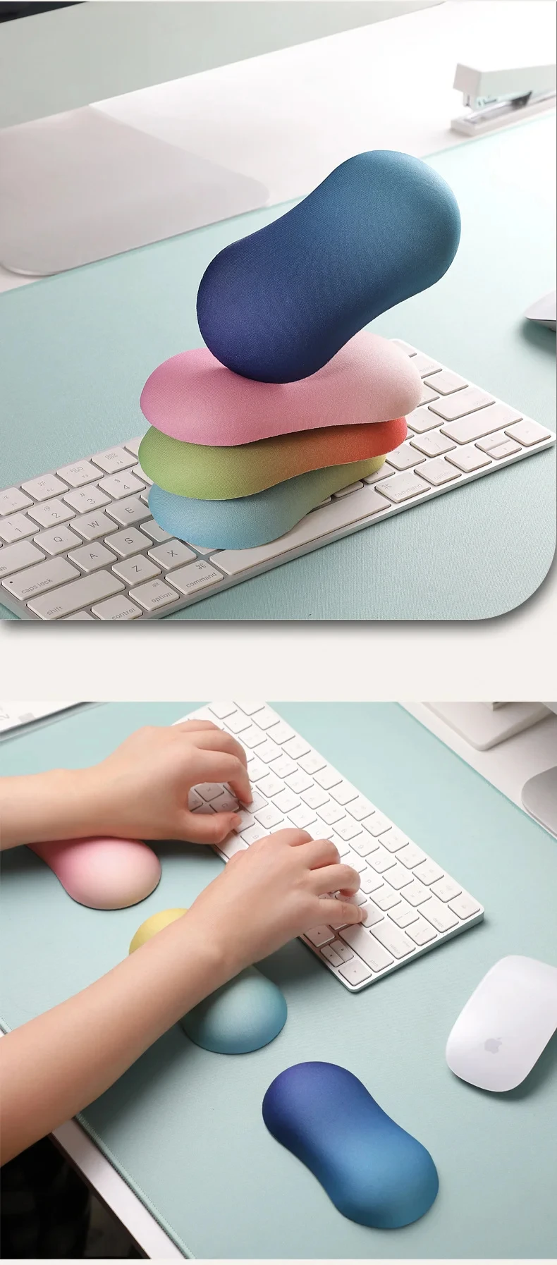 Boho Color Block Handgelenkauflage Mauspad Ergonomische Schreibtischunterlage für Büro und Gaming 12 Leuchtende Farboptionen – Detail 6