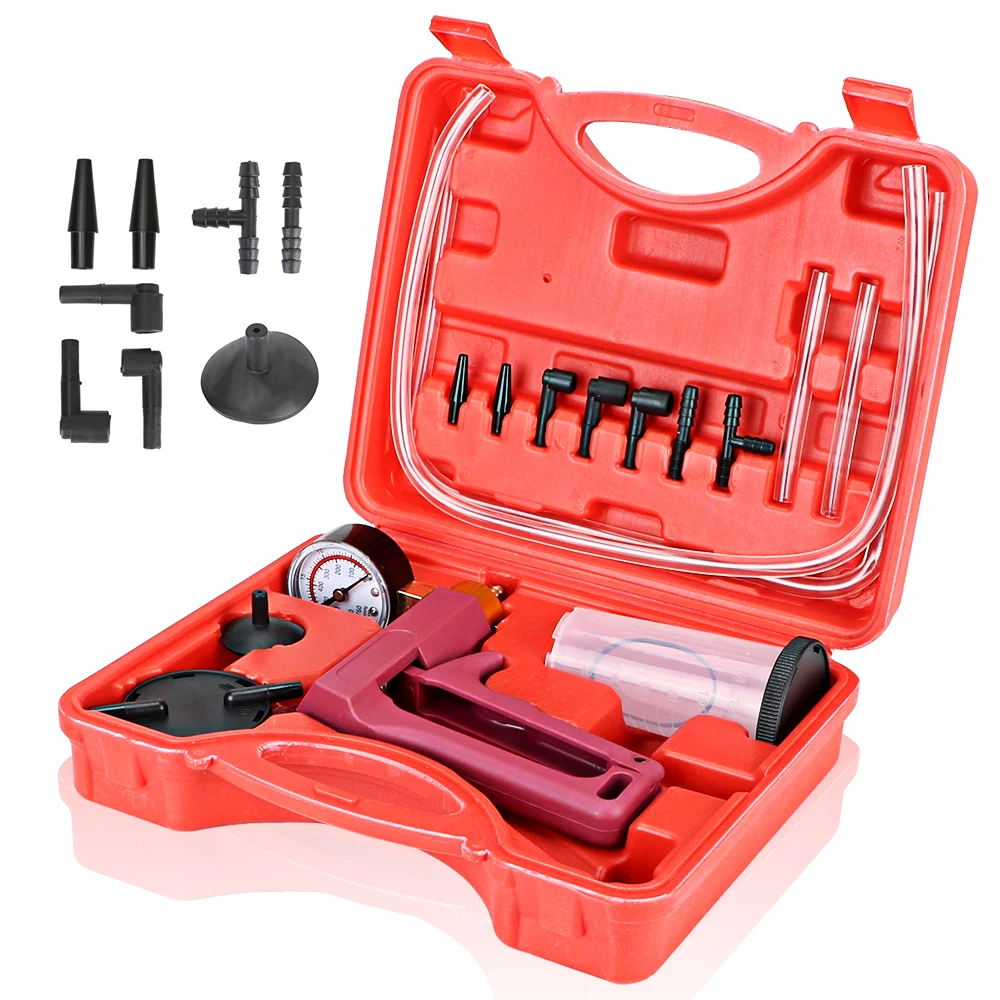 Car Automotive Vacuum Pump Brake Bleeder Screw Adapter Hand Held Brake Bleeder Tester Set For Car Motorcycle