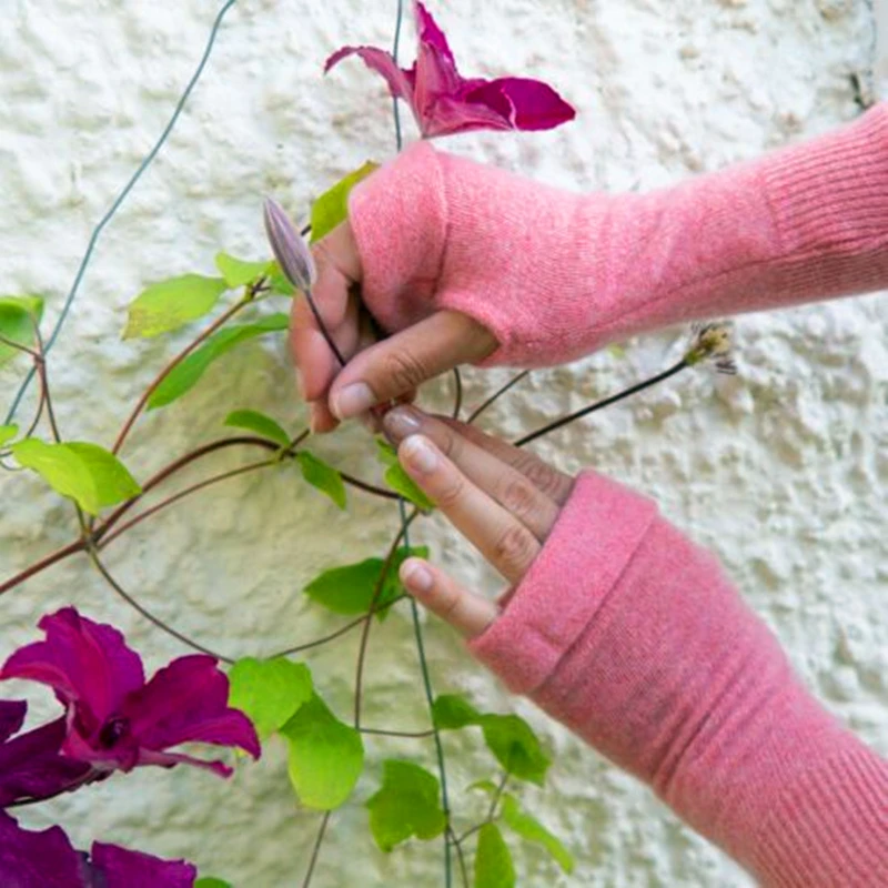 Guantes largos sin dedos para mujer, manopla de punto de algodón, calentador de manga de brazo, Casual, suave, medio dedo, Unisex, Otoño e Invierno