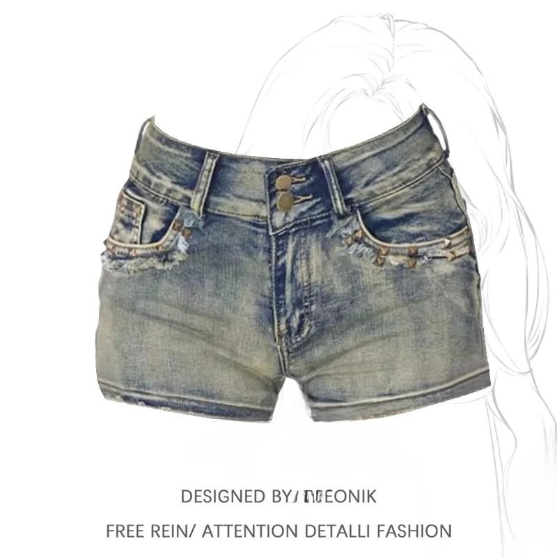 

Sexy Low-Waist Denim Shorts Women's Summer Hot Pants Tummy Control Slim Fit American Vibe Blue Jeans Short Skirts
