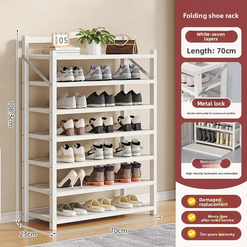 

Modern Shoe rack multi-layer household door folding one pull shoe cabinet free installation shoe rack