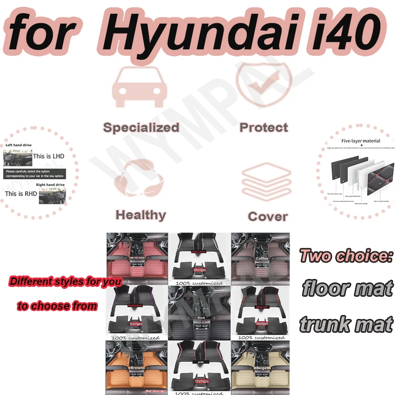 

Автомобильные коврики LUXURY для Hyundai i40 2010-2016, аксессуары, автомобильные ковры по индивидуальному заказу
