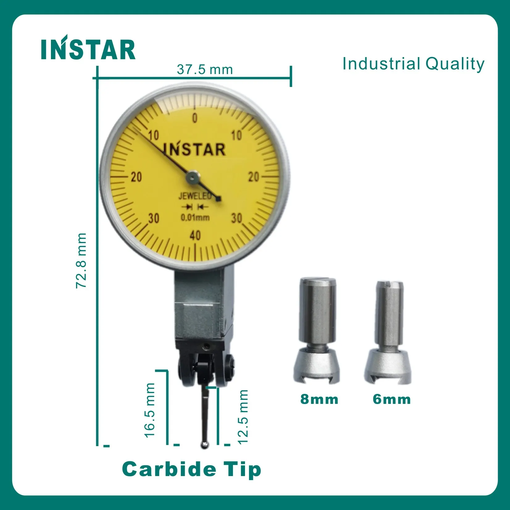 INSTAR Plus Dial Test Indicator 0-0.8mm Micron Dial Gage Horizontal, Vertical 0-0.2mmx0.002mm Industrial Quality 0-10mm x 0.01mm