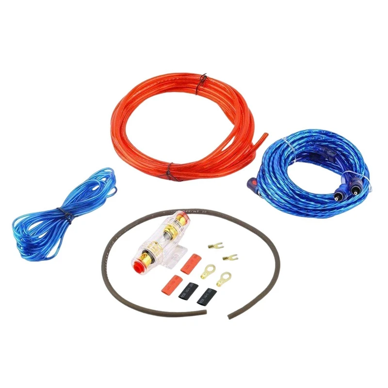 1500W Audio Speakers Wiring Kit 8GA Car Subwoofer Cable 60 AMP Fuse Holder Speaker Installation Wires 18GA