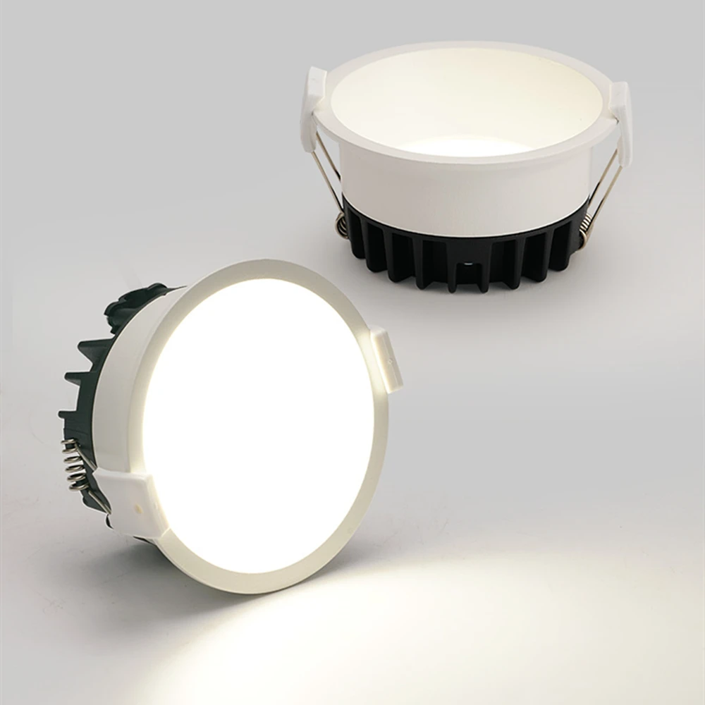 Anti Glare Recessed Downlight 7W 12W 15W Dimmable Round Frameless 3 Light Temperature For Home Ceiling Spot Light Pic Background