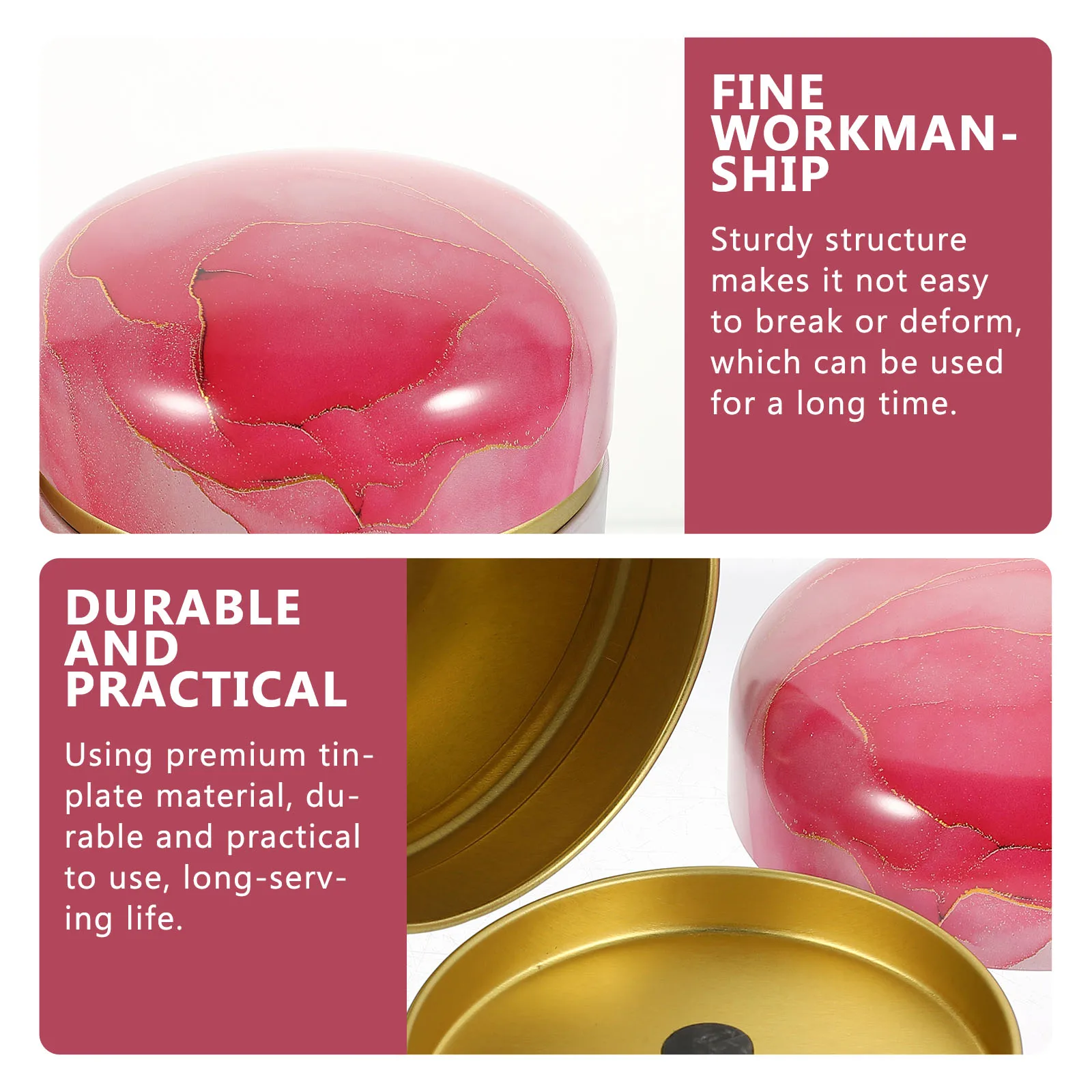 

Japanese Style Tea Canister Portable Round Tinplate Storage Box for Loose Powder Cereal Dry Food Tea Organizer