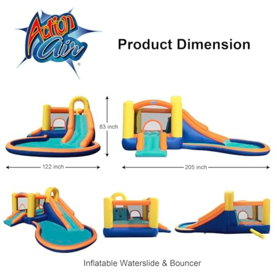 워터 슬라이드 - 실내 및 실외용 블로워 포함 에어바운스 - 슬라이드가 있는 점프 바운시 캐슬 - 넓은 바운시 공간, 대형 바운시