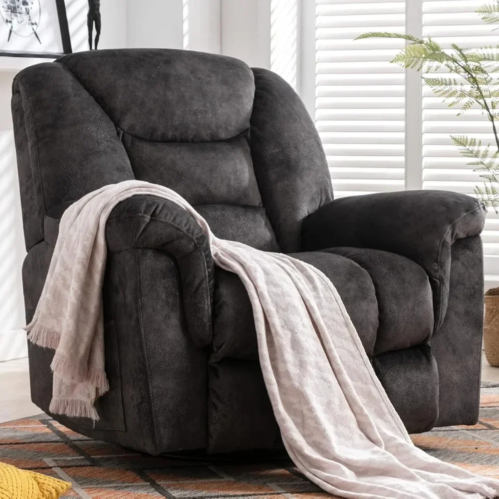 

Swivel Rocker Recliner Chair, Oversized Manual 360° Swivel Recliners,Extra Wide Overstuffed Reclining Chair,Living Room Chairs