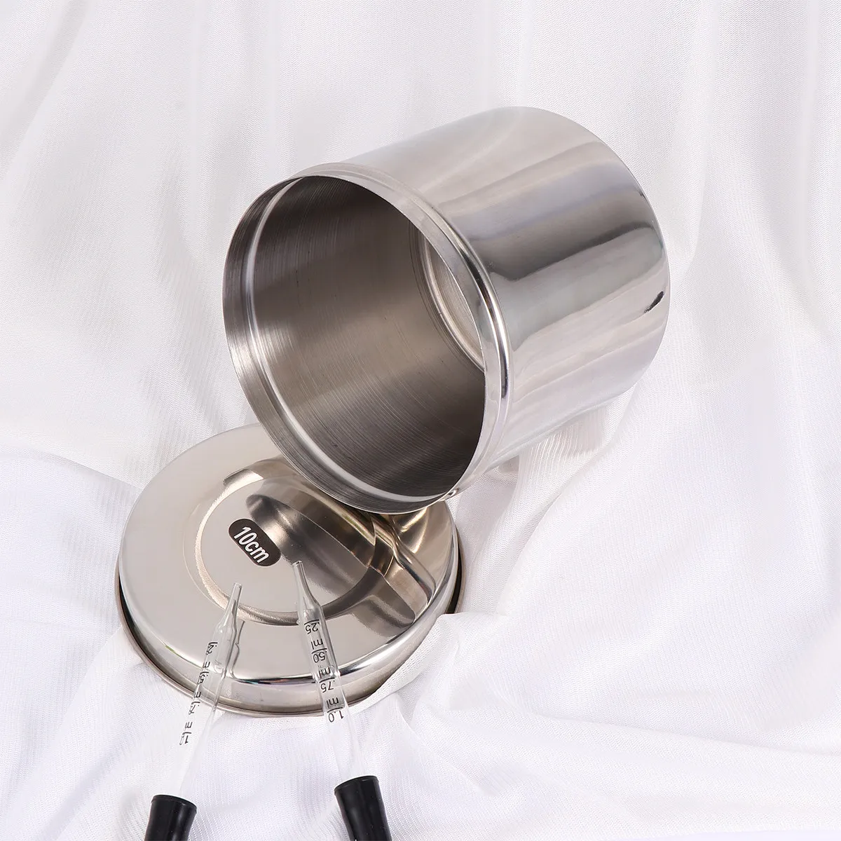 

Stainless Steel Sterilization Jar Heat Resistant Cotton Storage Container Organizer Salon Lab Clinic 12Cm Silver