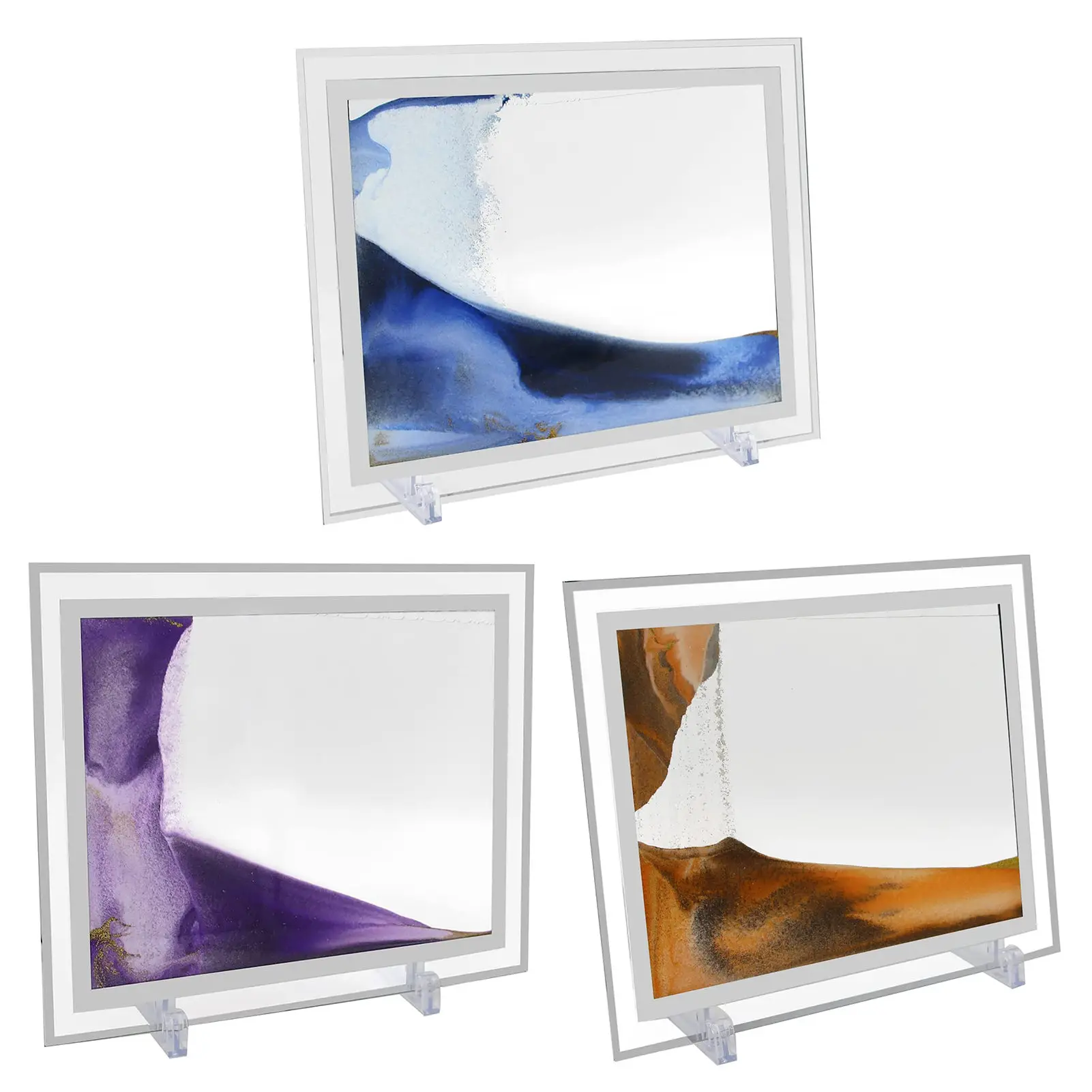 Moving Sand Art Pictures Sandscapes In Motion 3D Sand Art Painting Glass Frame Flowing Sand Art Pictures For Adults Calming