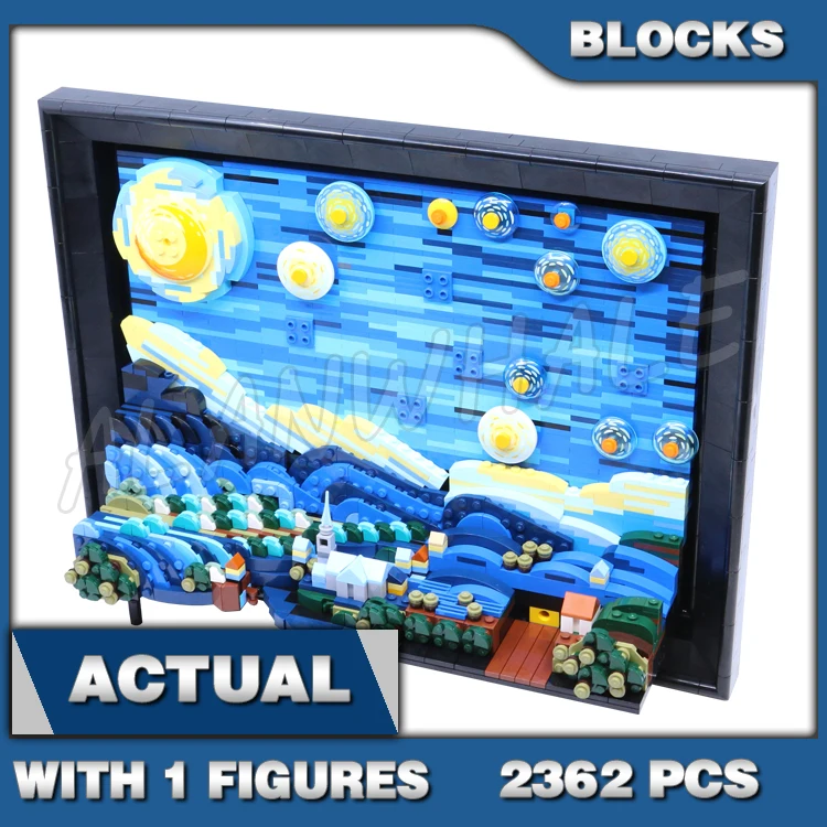 

2362pcs Ideas Vincent Van Gogh Starry Night Pixel Painting World Masterpiece 92803 Building Blocks Sets Compatible With Model