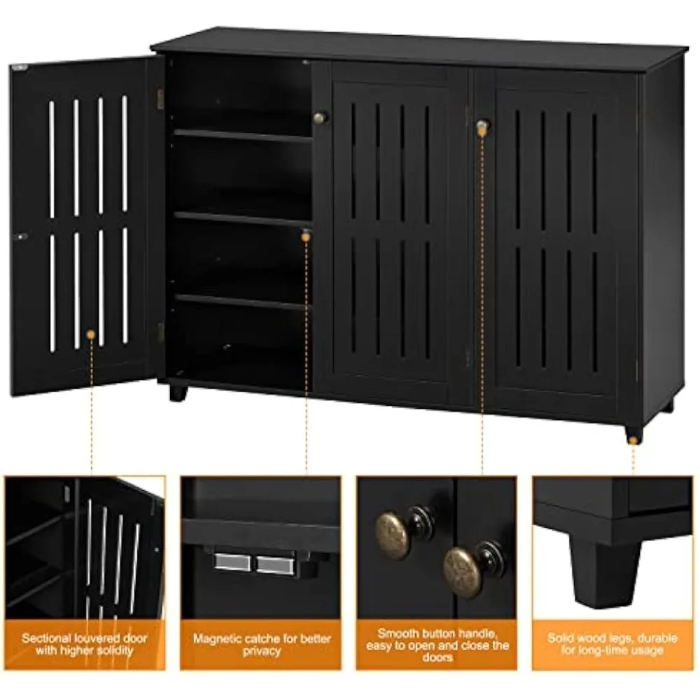 Free Standing Shoe Rack Adjustable Storage Organizer 4 Tier Shoe Rack Shelves Entryway Hallway Furniture for Bathroom LivingRoom