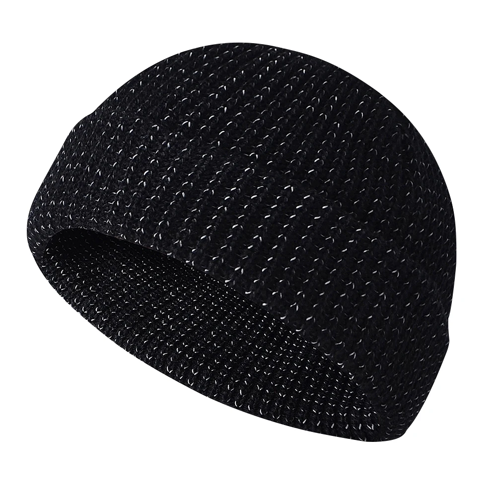 Unisex Knitted Warm Hat High Visibility Noctilucent Reflective Knit Hat Safety Knitted Beanies for Night Running Walking