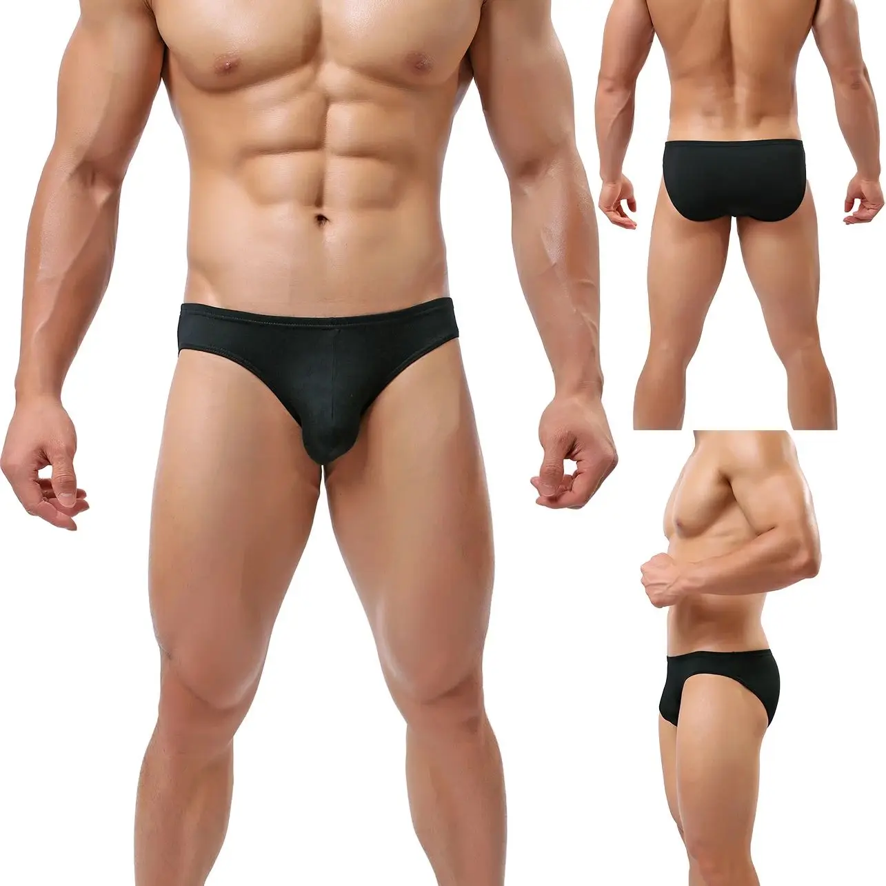 Men\'s Briefs Set Low Waist Sexy Bikini Men Thongs Breathable Comfortable Solid Men\'s Underwear 9039