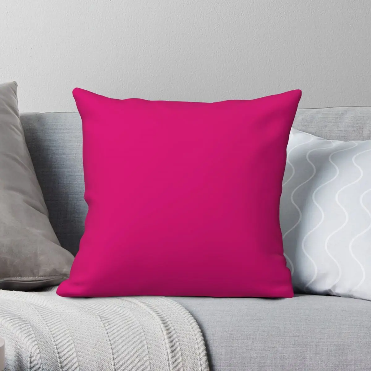 

Hot Pink Solid Color Square Pillowcase Polyester Linen Velvet Creative Zip Decor Throw Pillow Case Room Cushion Cover 45x45