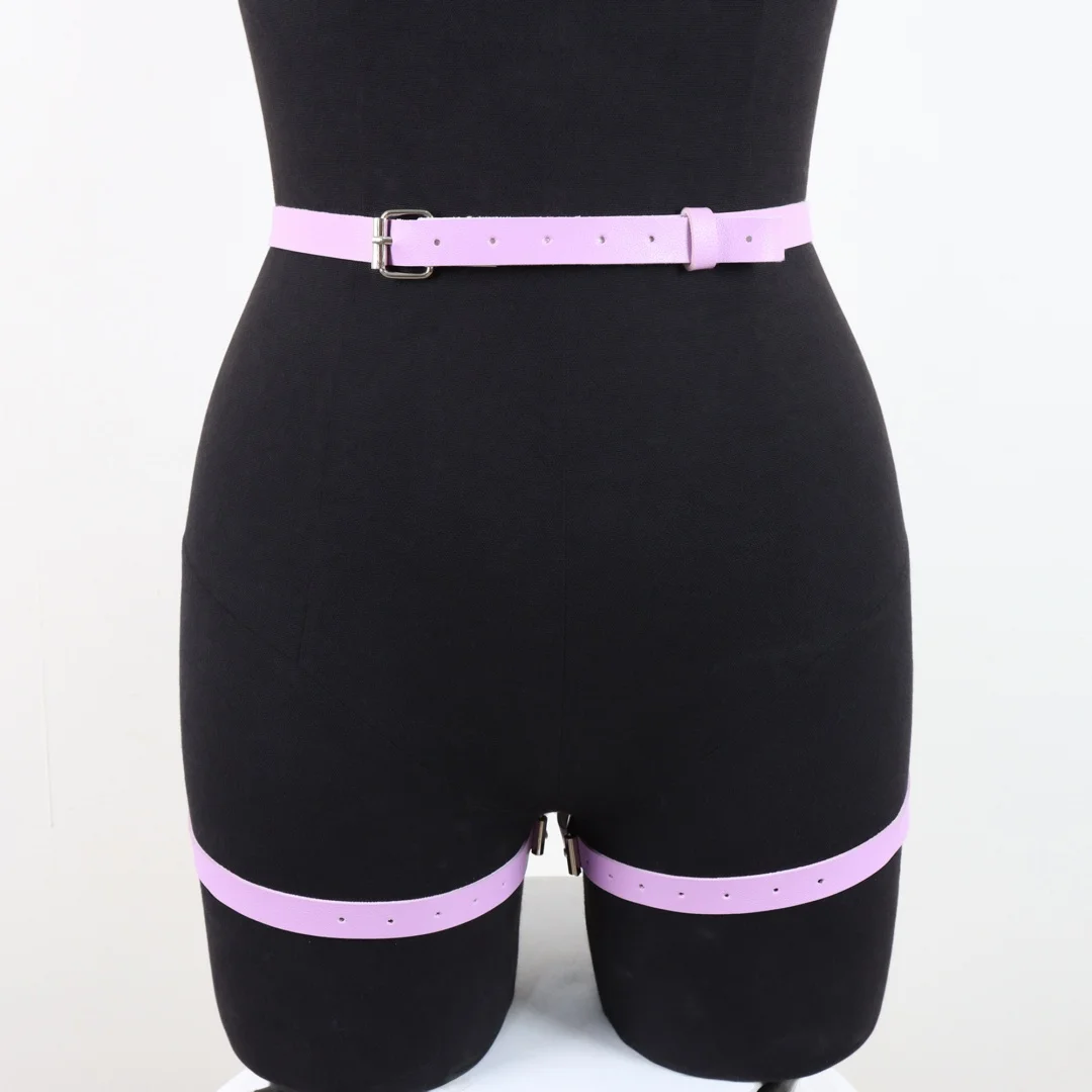 Punk lederen dijbanden roze lederen kousenband harnas ﻿   Jarretellegordels Bout Carnaval Party Gift Rave Accessoires Riem
